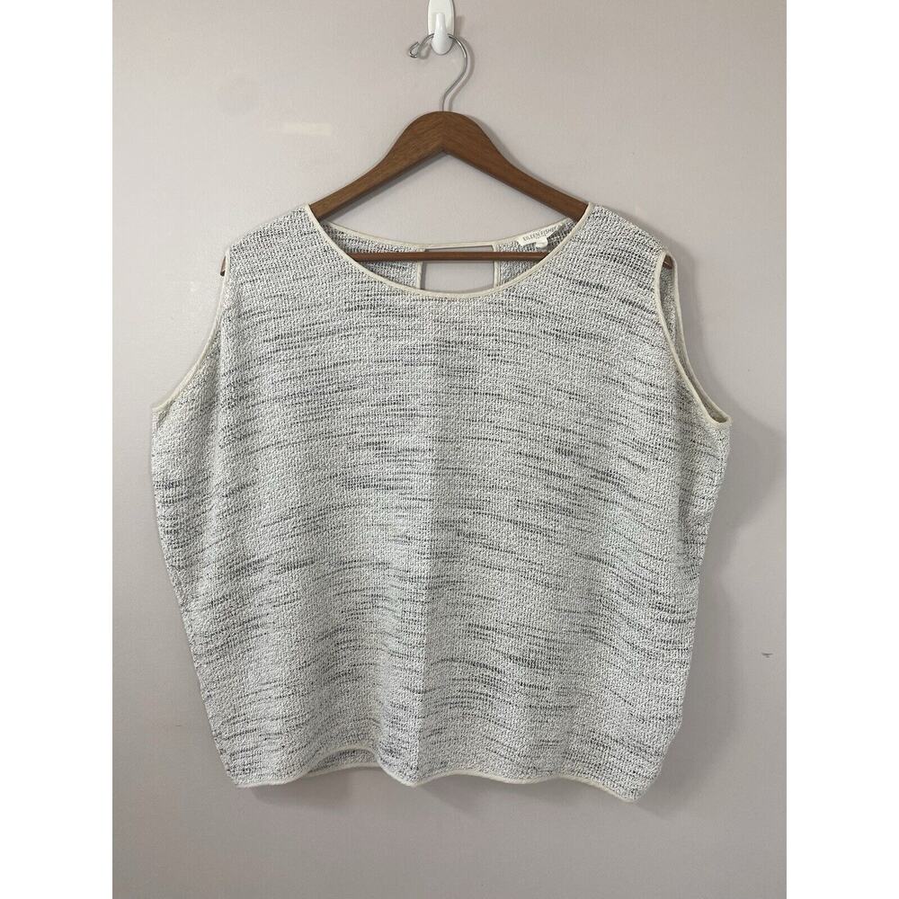 Eileen Fisher Top Womens PM Beige Weave Knit Boxy Blouse Oversized